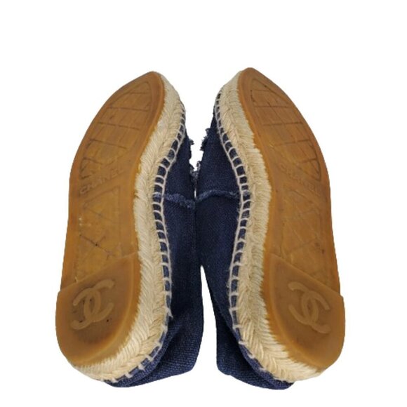 Chanel Interlocking CC Denim Canvas Slip On Espadrille Flats - Picture 6 of 10